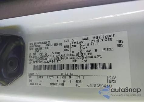 2018 Ford F-150 Xl из США, поврежденный, VIN 1FTEX1CBXJFB01873